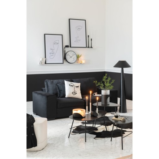 J-Line tapijt Koeienvel - leer - zwart/wit