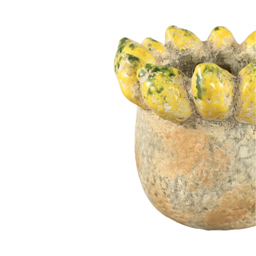 Fruitsy Yellow Round Terra Pot Lemons Edge L