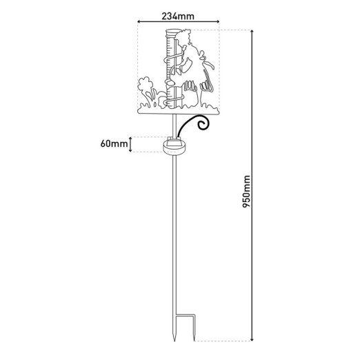 LED-Solar Erdspieß Regenwassermesser h: 95cm , für Außen, Erdspieß aus Metall und Glas und Kunststoff in Braun, mit integrierter LED