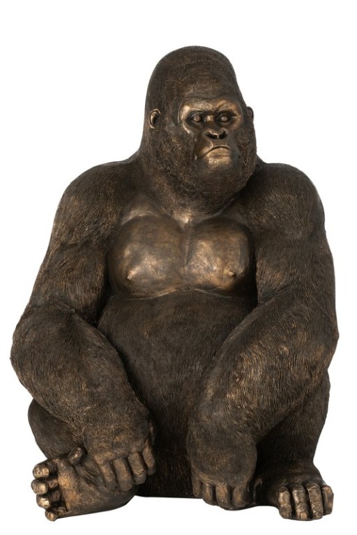 J-Line figuur Gorilla - polyresin - donkerbruin - large