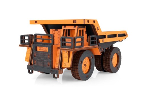 Eco Wood Art 3D Mechanical Puzzle, Dump Truck, 3977, Orange, 20.6x10.7x12.5cm
