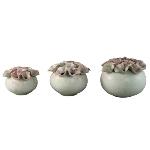 Jullia Green Ceramic Vase Flower Shaped Holes S