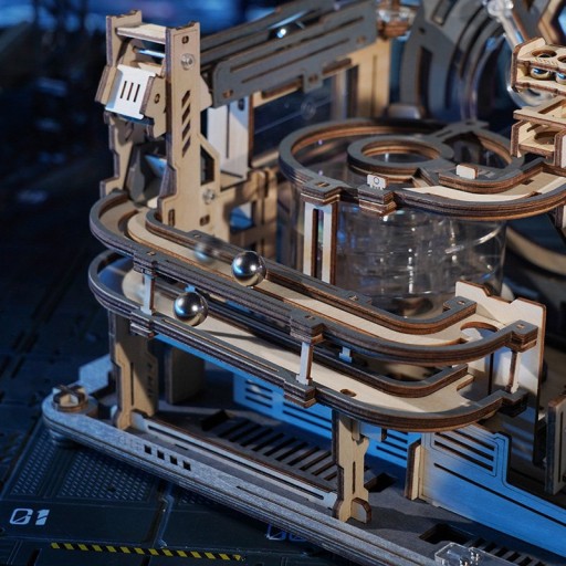 Robotime, 3D DIY Houten Modelbouwpakket Marble Run, Marble Spaceport, LGC01, 32x8,5x24cm