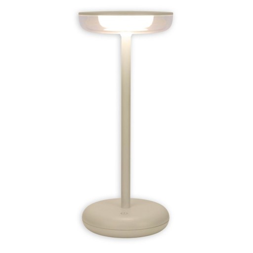 Cordless tablet light "Pasi" for outside and inside, made of metal and plastic in beige, dimmable, with touch and memory function, approx. 26 cm high