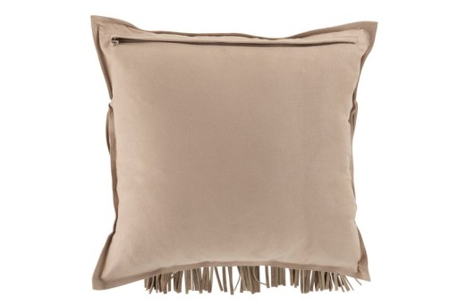 J-Line cushion Fringes Square - leather - light gray