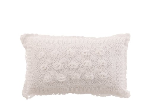 J-Line cushion Rectangle Lace - cotton - white