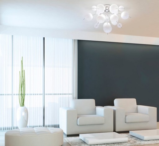 Ceiling lamp "explosion" white made of metal and glass, G9 versions, ceiling lamp for dining room, living room, hallway or office, Ø57 cm