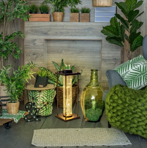 LED solar light "Fairylight" for terrace and balcony, made of black metal and glass, firmly built -in LEDs, decoration lamp for outside 51.5 cm high