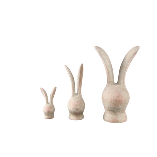 Remy Cream Cement Rabbit Head Shaped Statue L