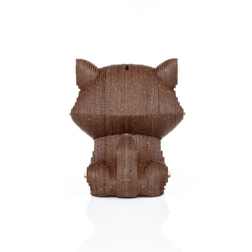 Eco Wood Art (EWA) 3D Houten Bouwset Spaarpot Kat/Cat, 3793, 13,6x12,7x14,1cm