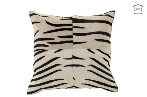 J-Line cushion Zebra Square - leather - black/white