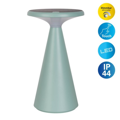 Solar battery table lamp "Palu" for outside and inside, made of plastic in green, 20 cm high