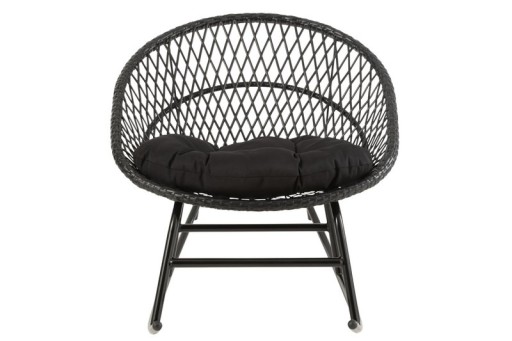 J-Line rocking chair + cushion Zayo - metal/wicker - black