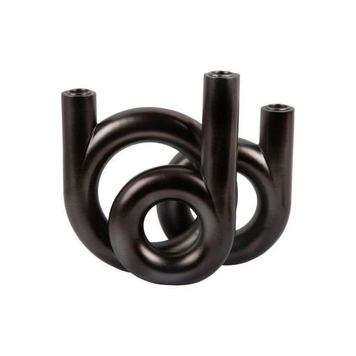 Kaarshouder Ringen Medium | Present Time | Polyresin | Zwart – 20×18×12 cm - Product afbeelding