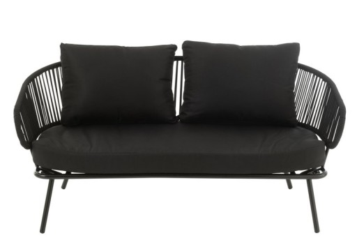 J-Line set of three chair/sofa poa metal/rattan black