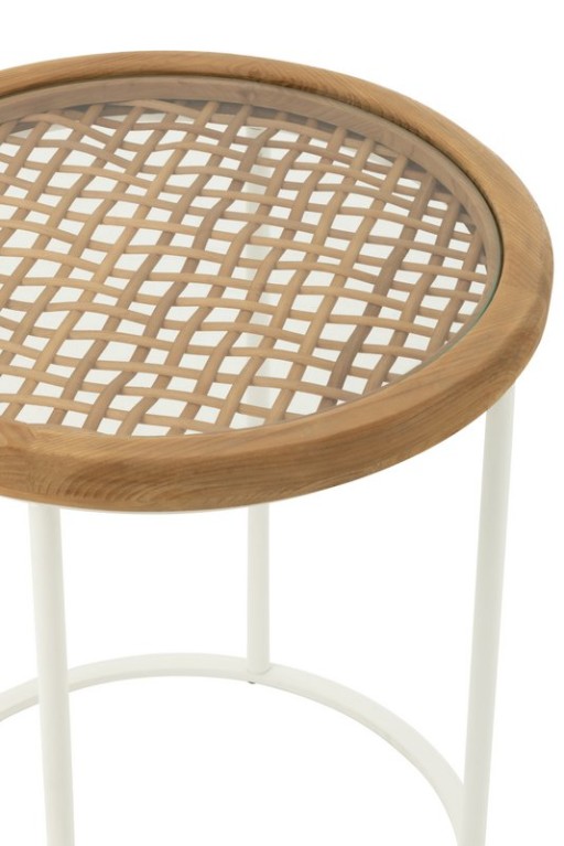 J-Line Side table Mati Spruce/Metal Natural/White