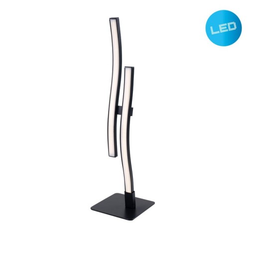 LED Tischleuchte "Onda", Tischlampe aus Metall und Kunststoff in Schwarz,, mit fest verbauten LEDs, Beleuchtung für Wohnzimmer, Büro oder Nachttisch 44 cm hoch