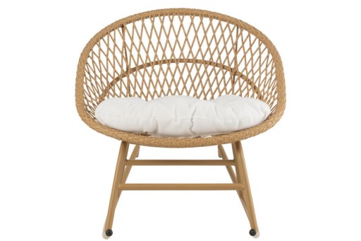 J-Line rocking chair + cushion Zayo - metal/wicker - beige