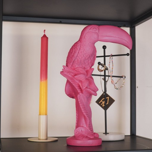 Ornament - Toucan - Polyresin - Pink - 18x9,5x29,5cm