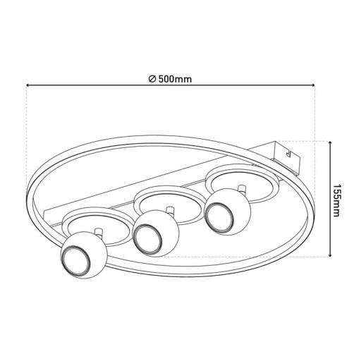 3 SPOT LED ceiling lamp "Ronda" Ø 50cm, made of metal and plastic, white, GU10, spots inside