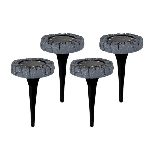 4 Set LED solar-floor-so-spit "Kian", for outside, plastic floor lamp in gray, with integrated LED