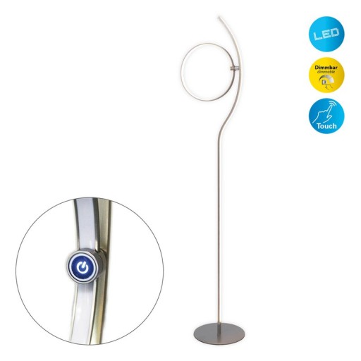LED standing lamp "Loop Line" 150 cm high, with integrated LED stripe, made of metal and plastic