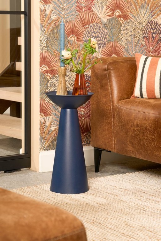 Chiel side table - H49 x Ø25 cm - FSC 100% - Metal - Dark blue