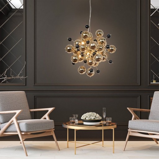 Pendant lamp "explosion" of metal and glass, G9 versions, hanging lamp for dining room, living room, hallway or office, Øca. 65 cm