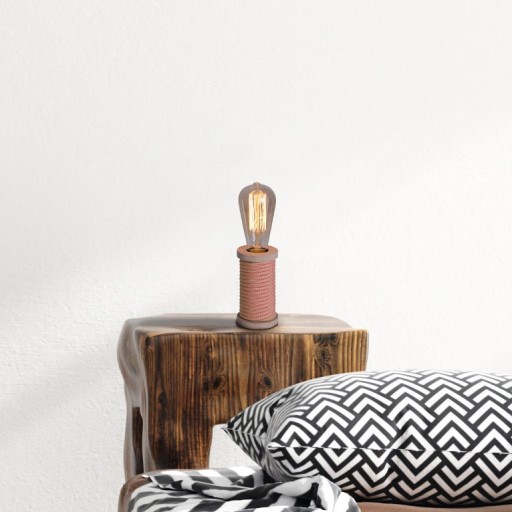 Table lamp max. 12cm high, decorative table lamp made of metal and plastic and textile material in orange-white, E27 version, table lamp for dining room, kitchen, children's room, hallway