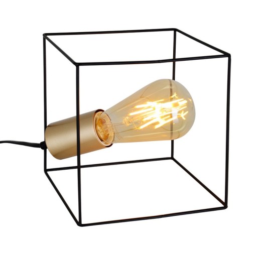 Table lamp "Canto", table lamp made of black, and gold, E27-socket version, for dining room, living room, hallway, office or as a bedside lamp, 16 cm high