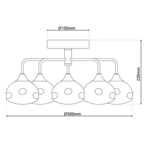 LED ceiling lamp 5-flame "varna", ceiling lamp made of brass-colored metal and iris glass, with firmly installed LEDs, 50 cm diameter, stylish lighting for living room, dining room or hallway