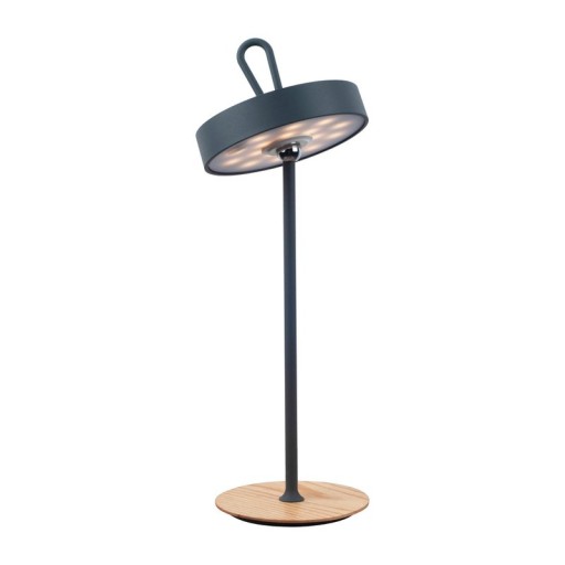 LED battery table lamp magnetic for outside and inside, made of metal and plastic in gray, 36 cm high