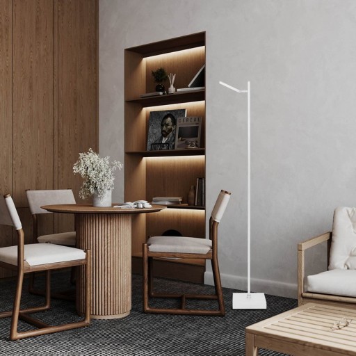 LED cordless lamp "Lupa", 135 cm high, aluminum white and plastic, integrated LEDs, 2400 LM, dimmable, CCT function, 3000-6500 K, RGB light changer