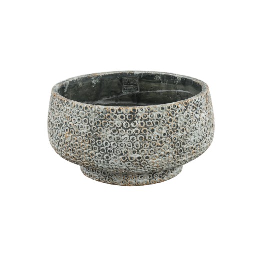 Laim Grey Cement Round Bowl Dots Pattern L
