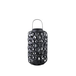 Mayita Black Round Bamboo Lantern With Glass S