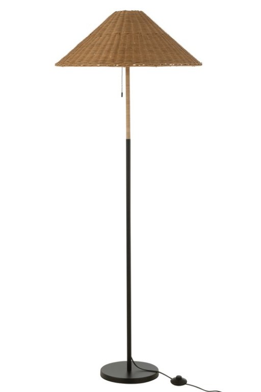 J-Line floor lamp - metal/rattan - black/natural