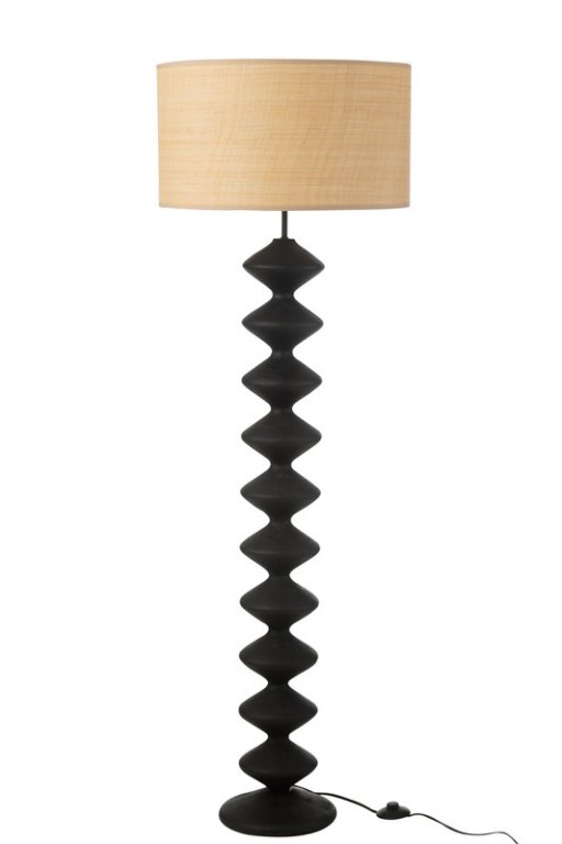 J-Line Floor Lamp Caterpillar Poplar Wood Black/Natural