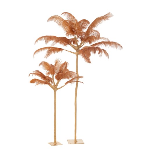 J-Line decoratie Boom pluimen - metaal - goud/oker - large