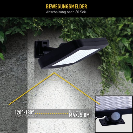 2er-Set LED Solar Außenwandleuchte "PEPE" , für Außen, Wandleuchte - Kunststoff in Schwarz, mit integrierter LED - Wandleuchten außen