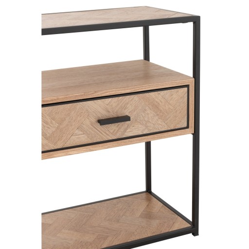 J-Line bijzettafel Zigzag 1 Lade - hout/metaal - naturel/zwart