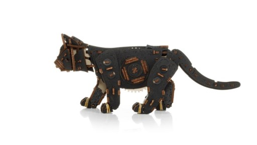 DIY 3D Mechanical Wooden Puzzle, Kitten Black, Eco Wood Art, 3854, 35.1X8.4X14.5