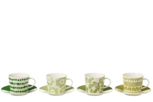 J-Line bag + saucer Box - ceramic - green - large - 4 pieces