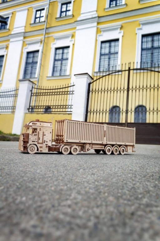 3D Houten Puzzel Container-Semitrailer for Truck “Road King”, Eco Wood Art, 3724, 52,3x10,8x16,9cm