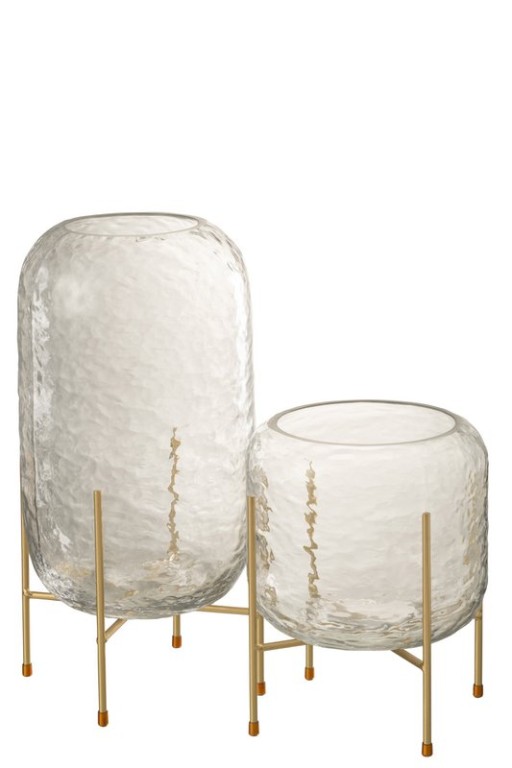 J-Line vase Round On Foot - glass - transparent - large