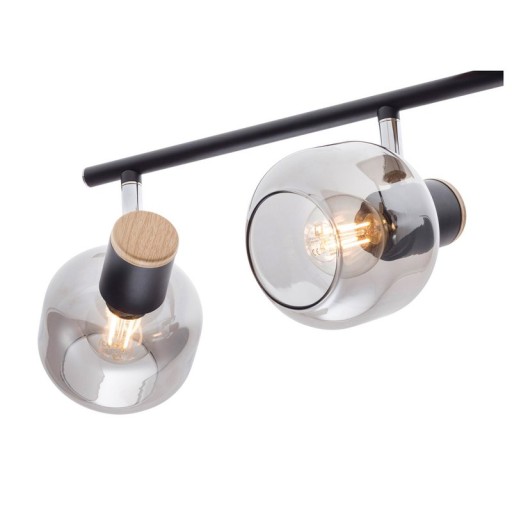 4er Spot Deckenleuchte "FUMOSO", Deckenlampe aus Metall und Rauchglas in Schwarz,, mit E14-Fassung, für Esszimmer, Wohnzimmer, Diele oder Büro, 80 x 20 cm