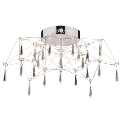 LED ceiling light "Araneus" made of metal and glass in chrome, Ø 55 cm, with firmly built -in LEDs, lighting for living room, dining room, hallway or office