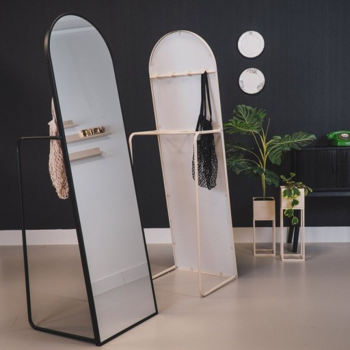 Mirror - Pass Mirror+Clothrack - Metal - Black - 45x43x150cm