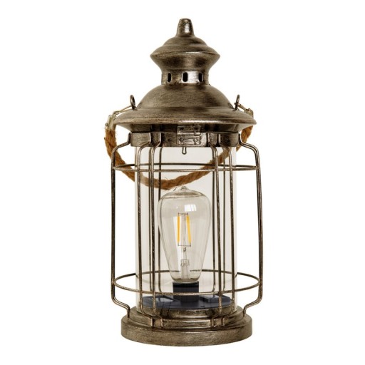 LED decorative solar light "Bruno" made of metal, glass and plastic, copper, with a firmly built-in LED, for outside