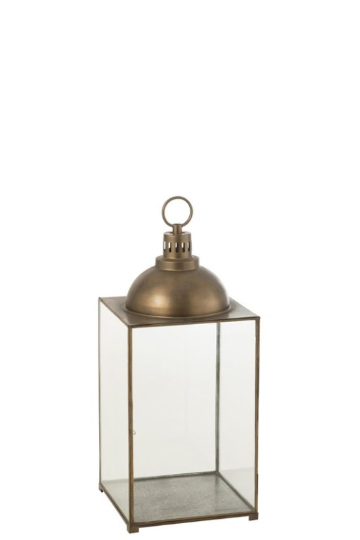 J-Line lantern Hagrid - glass/iron - bronze - medium