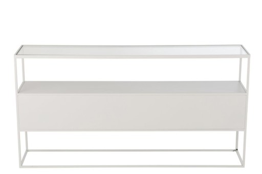 J-Line Console Square Metal/Glass White